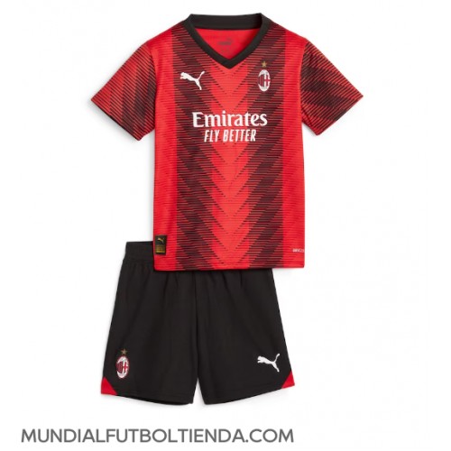Camiseta AC Milan Primera Equipación Replica 2023-24 para niños mangas cortas (+ Pantalones cortos)